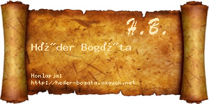 Héder Bogáta névjegykártya